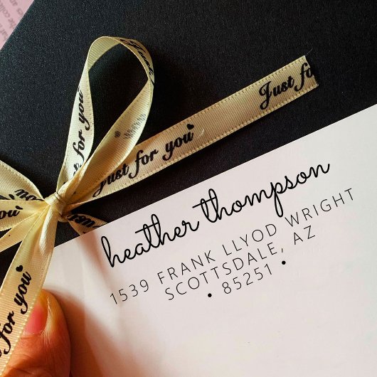 差出人住所スタイリッシュミニマリストスクリプト名 セルフインキングスタンプ