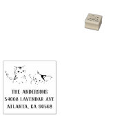 差出人住所スタンプとエンジェルキテンス ラバースタンプ (押印)