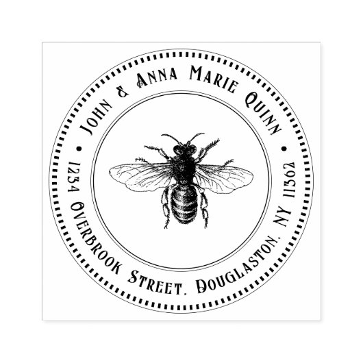 差出人住所スタンプヴィンテージクイーンミツバチ ラバースタンプ (インプリント)