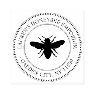 差出人住所スタンプヴィンテージ蜂蜜 ラバースタンプ