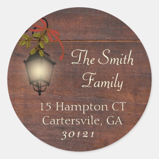 差出人住所ステッカーChristmas Lantern ラウンドシール (正面)