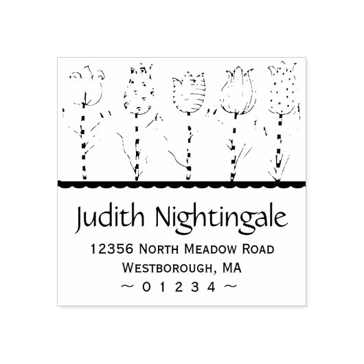 差出人住所チューリップフローラスエレガントクリプト ラバースタンプ (インプリント)