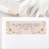 差出人住所テラコッタ金ゴールドンピンクフローラ ラベル (インサイチュ)
