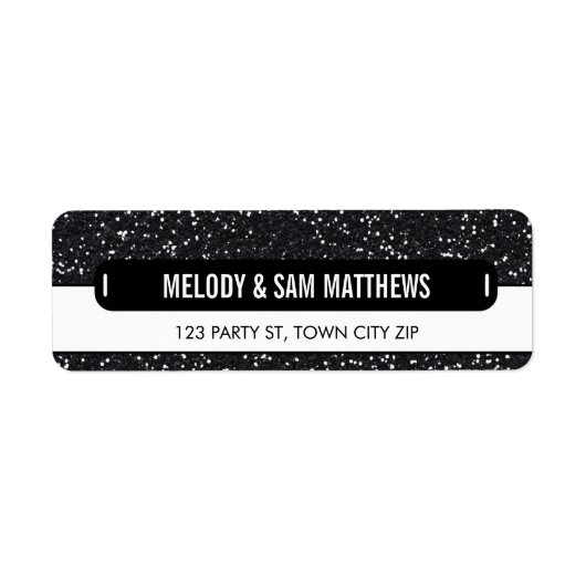 差出人住所パネモダンル輝くグリッターブラック ラベル (正面)