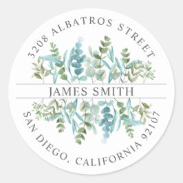 差出人住所パーソナライズされたIユーカリプトゥスモチーフ ラウンドシール