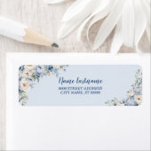 差出人住所パーティーほこりっぽい青い水色の花 ラベル (インサイチュ)