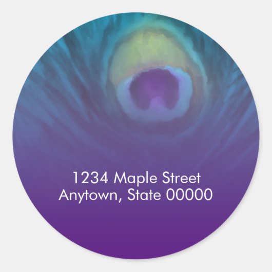 差出人住所パープルティール（緑がかった色）ピーコック ラウンドシール (正面)