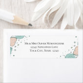 差出人住所ビーチシーシェルズインコーラルとティール（緑がかった色） ラベル (インサイチュ)