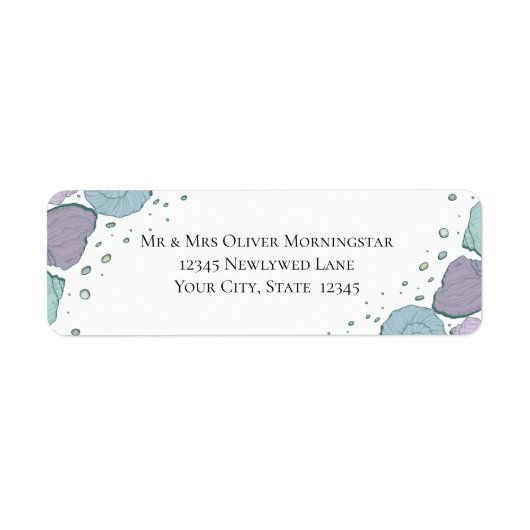 差出人住所ビーチシーシェル薄紫ダスティブルー ラベル (正面)