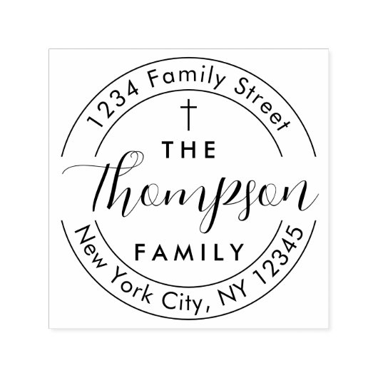 差出人住所ファミリークリスチャンクロスセルフインキング セルフインキングスタンプ (デザイン)