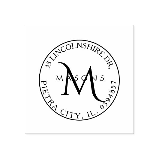 差出人住所ファミリーシンツェルモノグラム ラバースタンプ (インプリント)