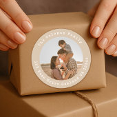 差出人住所ファミリー写真クラシックラウンドステッカー ラウンドシール