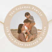 差出人住所ファミリー写真クラシックラウンドステッカー ラウンドシール