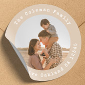 差出人住所ファミリー写真クラシックラウンドステッカー ラウンドシール