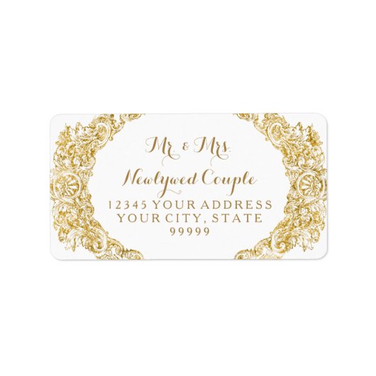 差出人住所フェイク金ゴールドグリッター版木、銅版、版画 ラベル (正面)