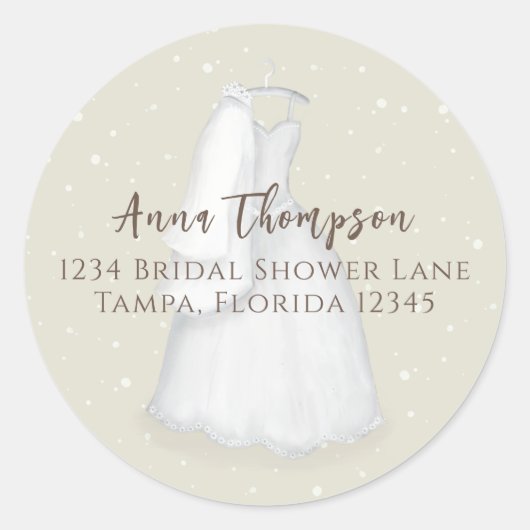 差出人住所ブライダルシャワードレカスタムス ラウンドシール (正面)