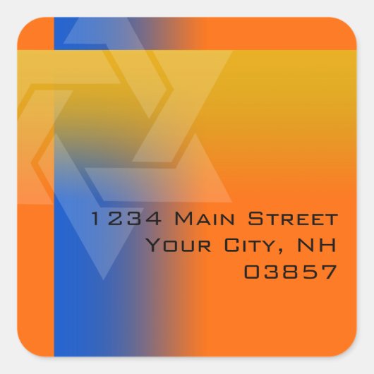 差出人住所ブルーと黄色の色 スクエアシール (正面)