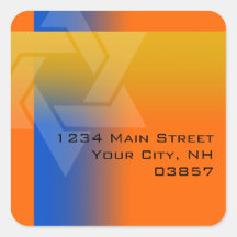 差出人住所ブルーと黄色の色