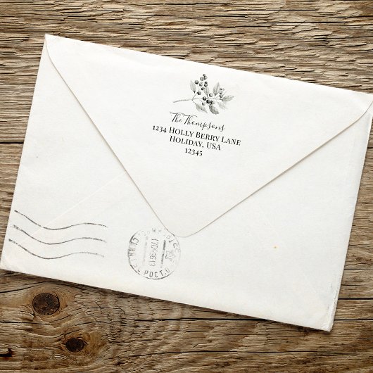 差出人住所ホリデーホリーベリーグリーンリー セルフインキングスタンプ