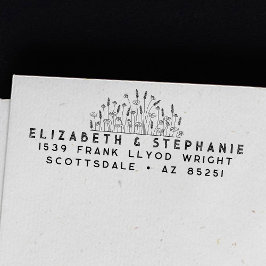 差出人住所ボホワイルドフラワーズモノグラムカスタム セルフインキングスタンプ