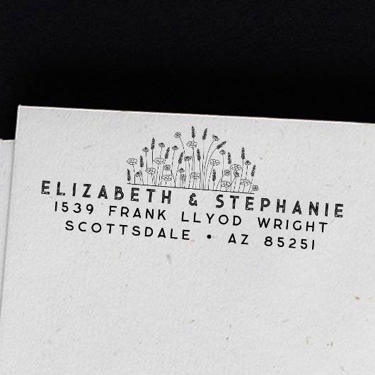 差出人住所ボホワイルドフラワーズモノグラムカスタム セルフインキングスタンプ