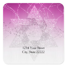 差出人住所マゼンタピンクの輝くデイビッドの星