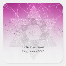 差出人住所マゼンタピンクの輝くデイビッドの星