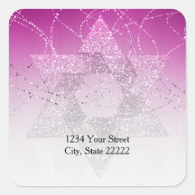 差出人住所マゼンタピンクの輝くデイビッドの星