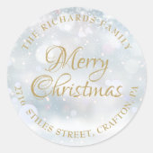 差出人住所メリークリスマス冬霜 ラウンドシール (正面)