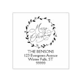 差出人住所メリークリスマス書道リース ラバースタンプ (インプリント)