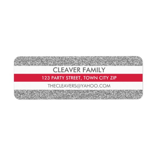 差出人住所モダンストライプグリッター銀色 ラベル (正面)