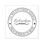 差出人住所モダンタイポグラフィラウンド セルフインキングスタンプ (デザイン)