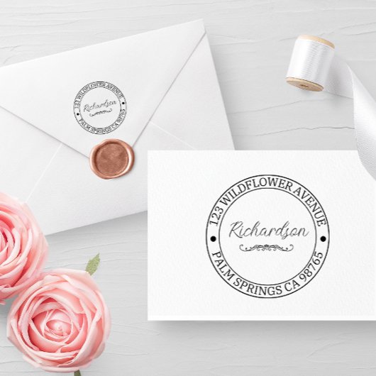 差出人住所モダンタイポグラフィラウンド セルフインキングスタンプ