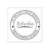 差出人住所モダンタイポグラフィラウンド ラバースタンプ (インプリント)