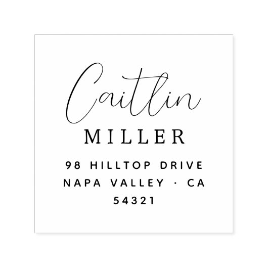 差出人住所モダンミニマリストスクリプト名 セルフインキングスタンプ (デザイン)