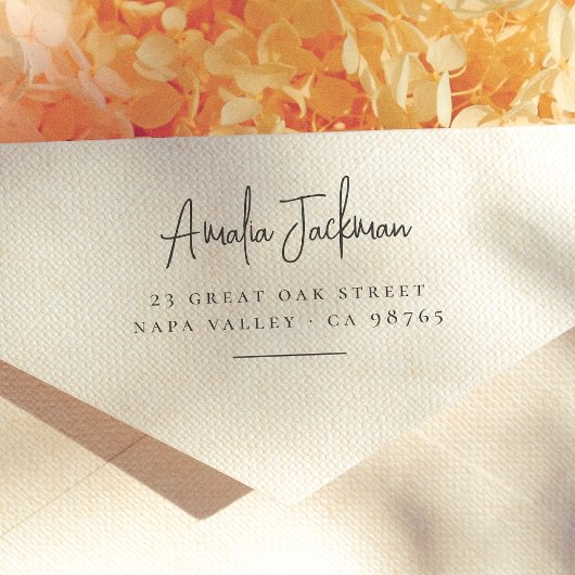 差出人住所モダンミニマリストスクリプト名 セルフインキングスタンプ