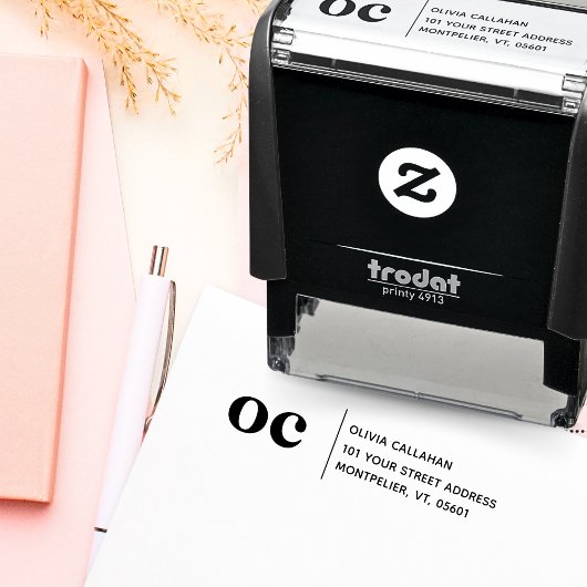 差出人住所モダンミニマリストモノグラムイニシャル セルフインキングスタンプ