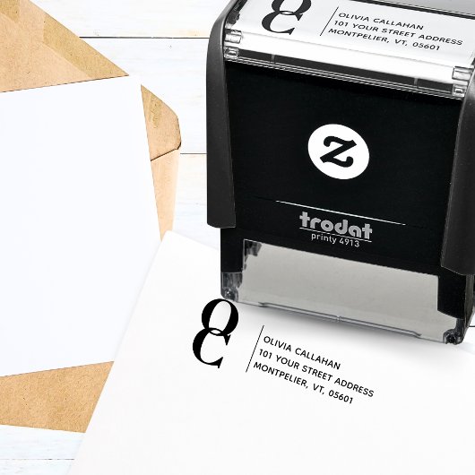 差出人住所モダンミニマリストモノグラム セルフインキングスタンプ