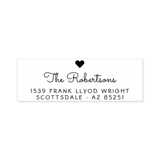 差出人住所モダンミニマルハートスクリプト名 セルフインキングスタンプ (デザイン)