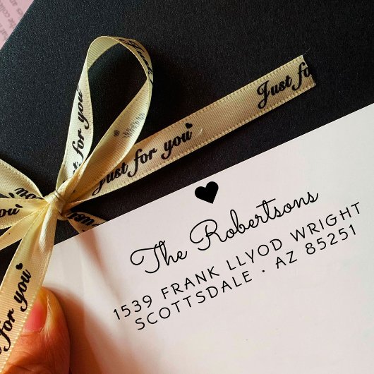 差出人住所モダンミニマルハートスクリプト名 セルフインキングスタンプ