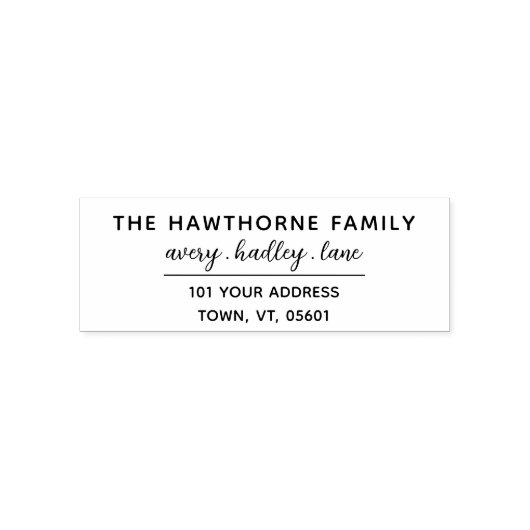 差出人住所モダンミニマルファミリスクリプト名 セルフインキングスタンプ (デザイン)