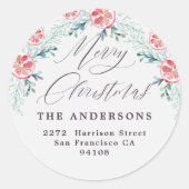 差出人住所モダンメリークリスマス ラウンドシール (正面)