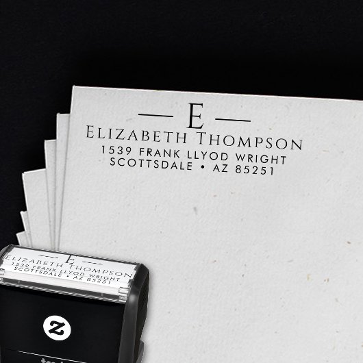 差出人住所モダンモノグエレガントラムカスタマイズ セルフインキングスタンプ