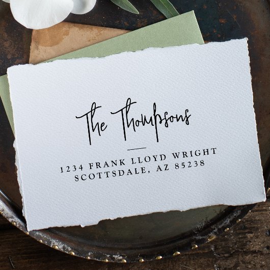 差出人住所モダン書エレガント道スクリプト セルフインキングスタンプ