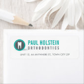 差出人住所モダン歯医者の歯のロゴジェイド ラベル (インサイチュ)