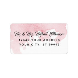 差出人住所モダン水彩洗浄ブラシピンク ラベル