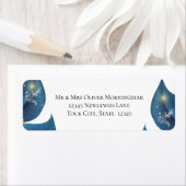 差出人住所モダン深いインディゴブルー&金ゴールド ラベル (インサイチュ)