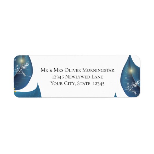 差出人住所モダン深いインディゴブルー&金ゴールド ラベル (正面)