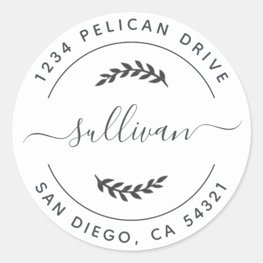 差出人住所ラウンドステッカー ラウンドシール (正面)