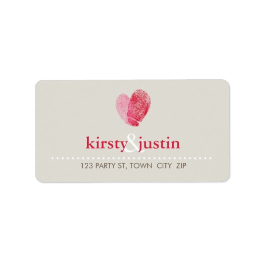 差出人住所ラベルかわいい指紋ハートラブ ラベル (正面)